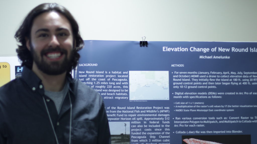 Michael Amelunke wins 2nd place in poster scholarship contest with his entry: â€œElevation Change of New Round Islandâ€ - 